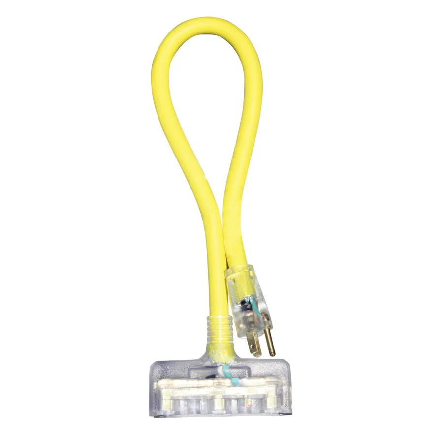 2ft 12/3 STW Yellow Power Block Adapter