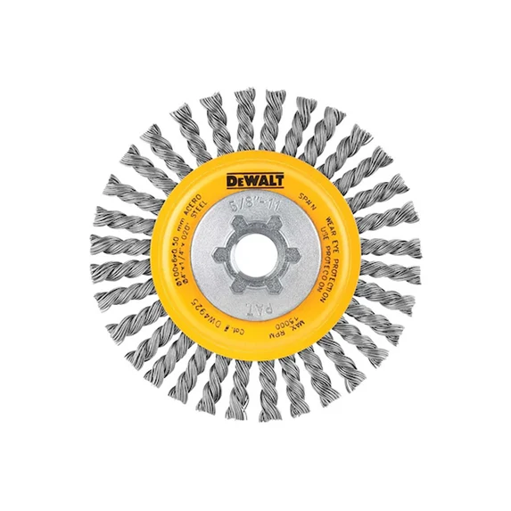 DEWALT, DW4925B, Wire Wheel, 4 in; 5/8 in-11, Carbon Steel, 20,000 RPM