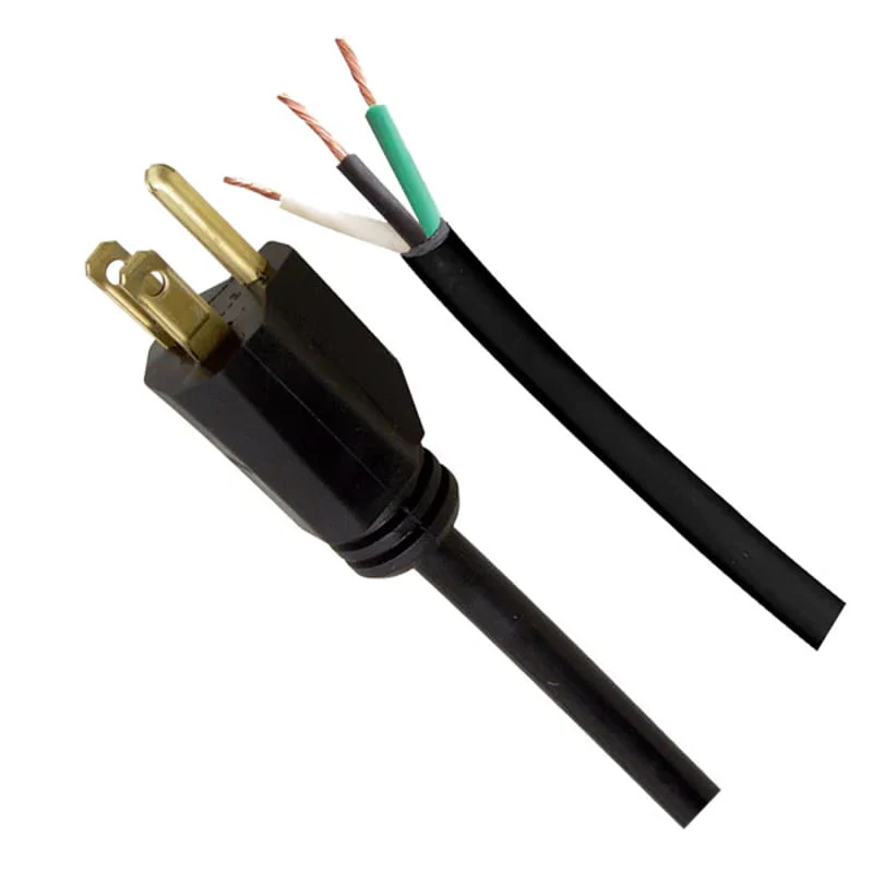 6ft 16/3 SJTW Black Repair Cord, 5-15P ROJ 1 ", STRIP CONDUCTORS 1/2 ",