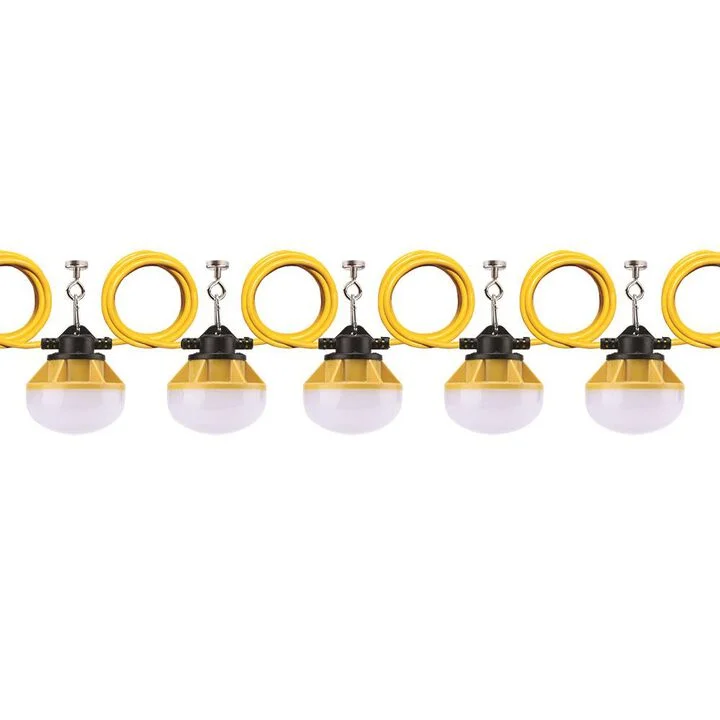50ft 16/3 SJTW LED Light String /w Five 16 Watt LED Heads, 2000 Lumens per Head, 10,000 Lumens Total